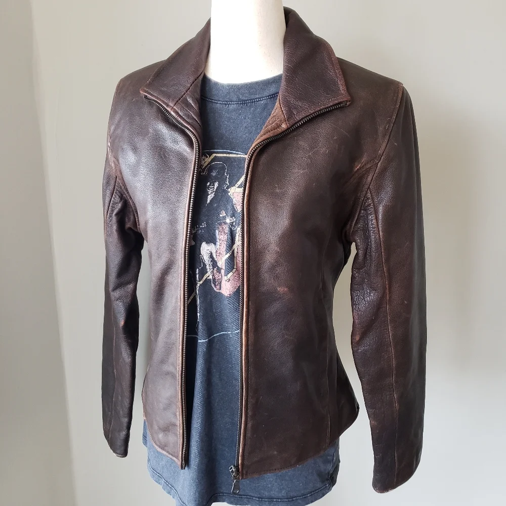 Classic Dark Brown Leather Jacket from the 80s - Picture 2 of 14